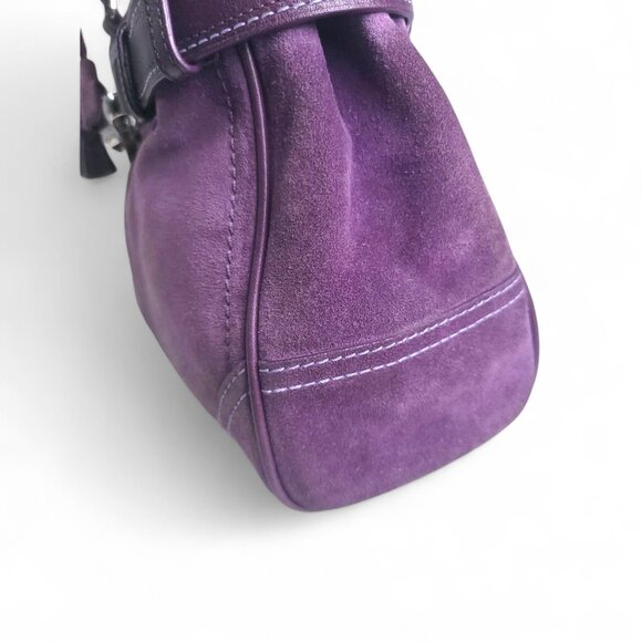 Vintage COACH Y2K Purple Suede Satchel with Wristlet - Picture 4 of 13